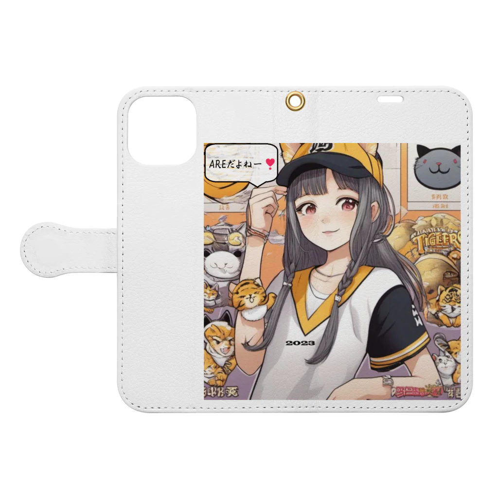 HARERUYA59の阪神タイガース　優勝　マスコット　トラ娘 Book-Style Smartphone Case:Opened (outside)