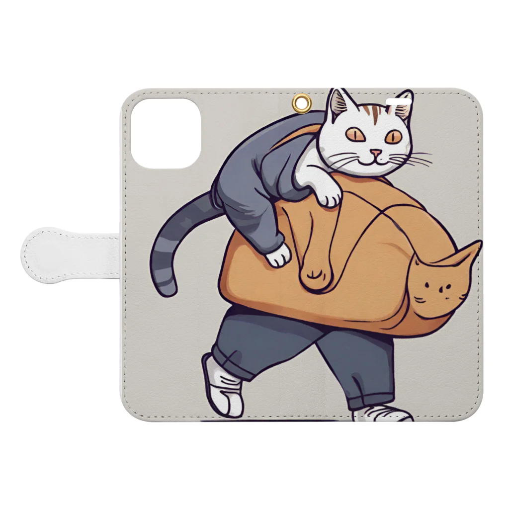 aoking_の不思議猫 Book-Style Smartphone Case:Opened (outside)