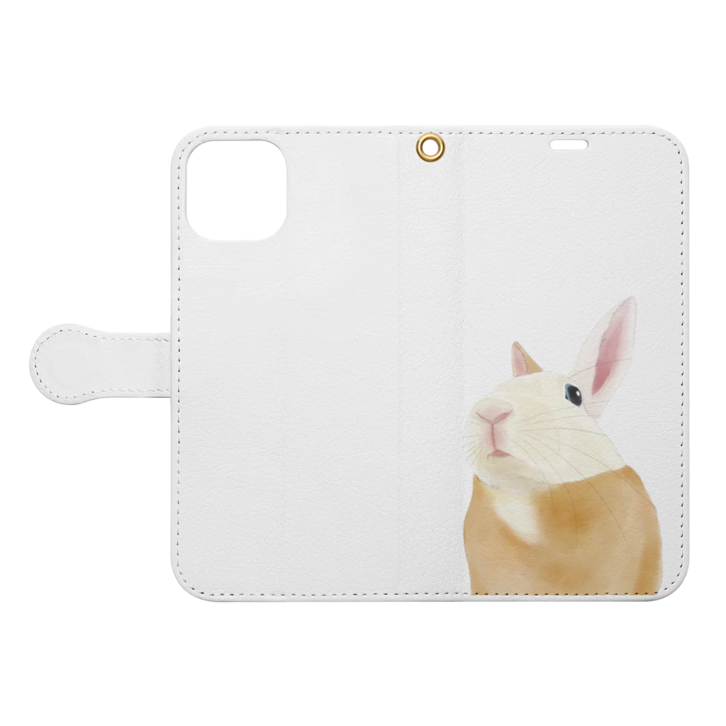 うさぎのうたたねのうさぎのうたたね　上の空ver. Book-Style Smartphone Case:Opened (outside)