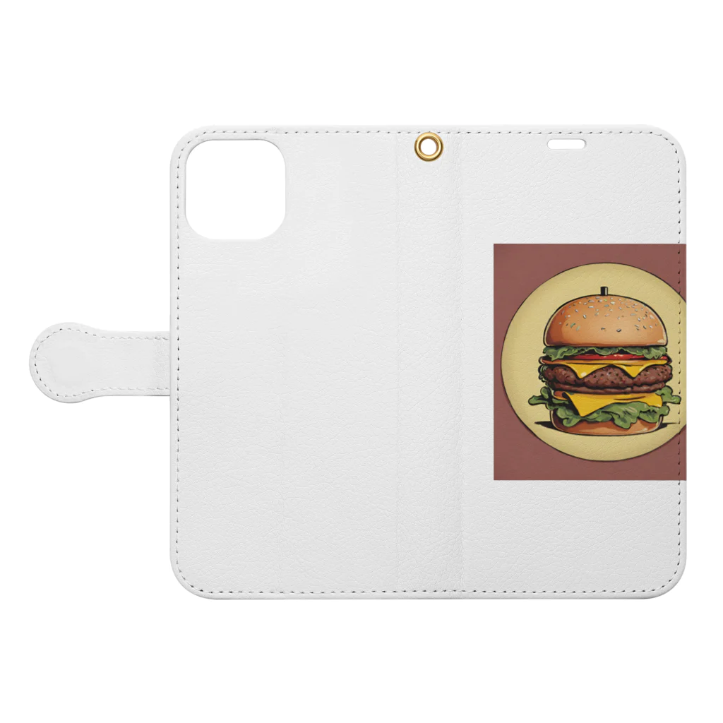 FUJIMON shopのバーガーバーガー Book-Style Smartphone Case:Opened (outside)