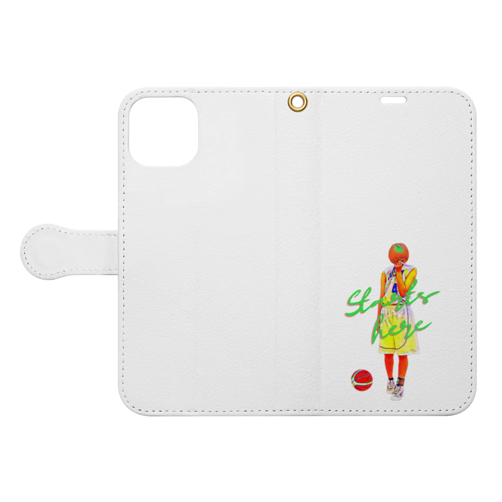 Basketball-boosterのバスケ女子 Starts here Book-Style Smartphone Case:Opened (outside)