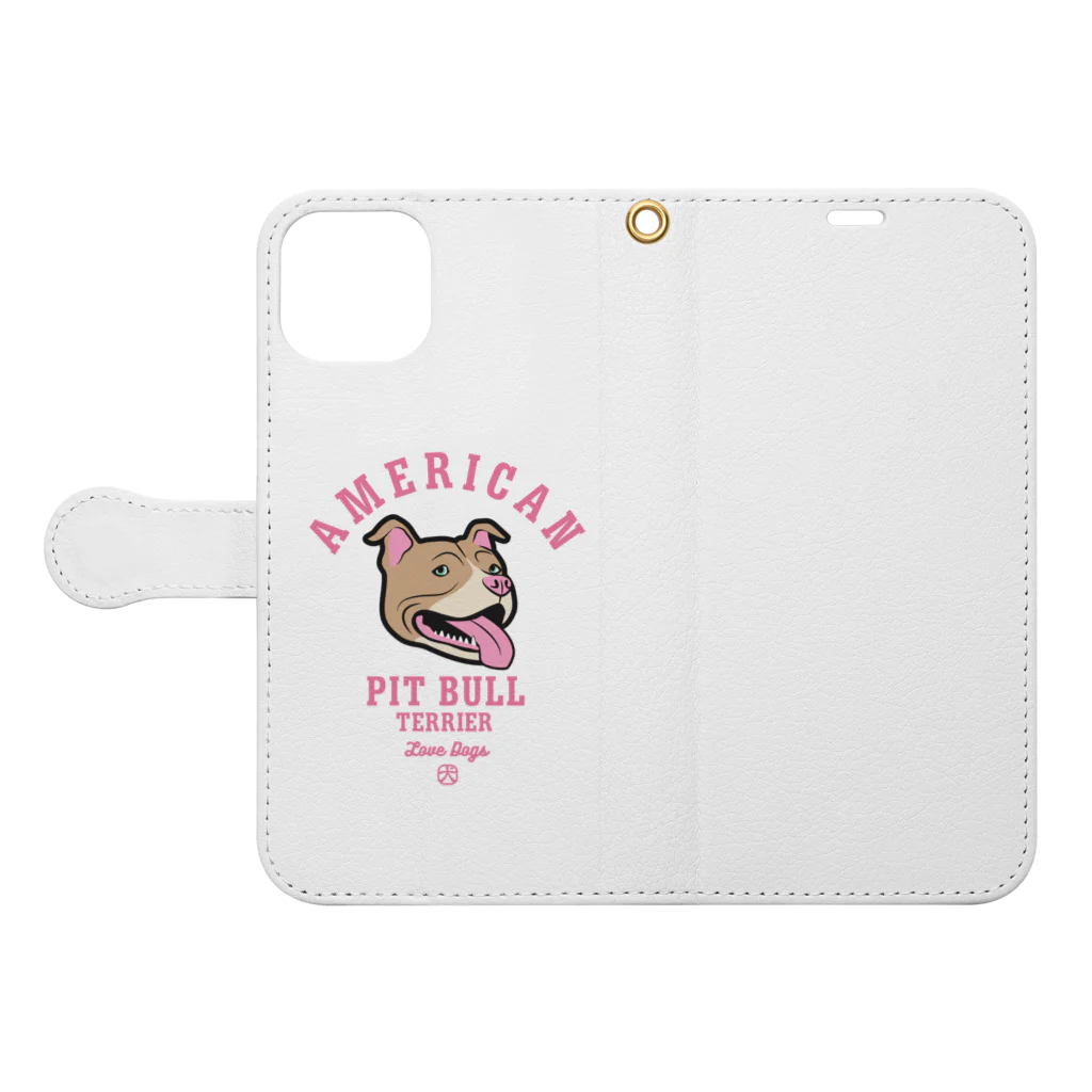 LONESOME TYPE ススのLove❤️Dogs（アメリカンピットブルテリア・赤鼻） Book-Style Smartphone Case:Opened (outside)