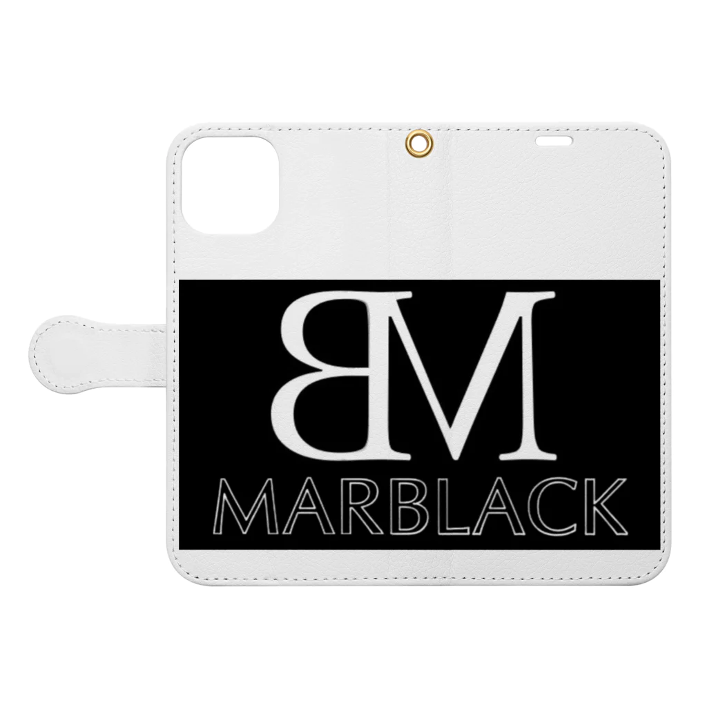 MARBLACK公式オンライングッズのMB MARBLACKロゴ 手帳型スマホケースを開いた場合(外側)