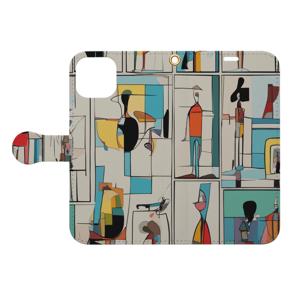 Risen ShopのContemporary Art(1) Book-Style Smartphone Case:Opened (outside)