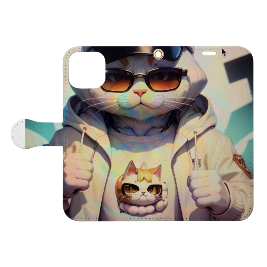 mamichin1122のドラ猫ギャング Book-Style Smartphone Case:Opened (outside)