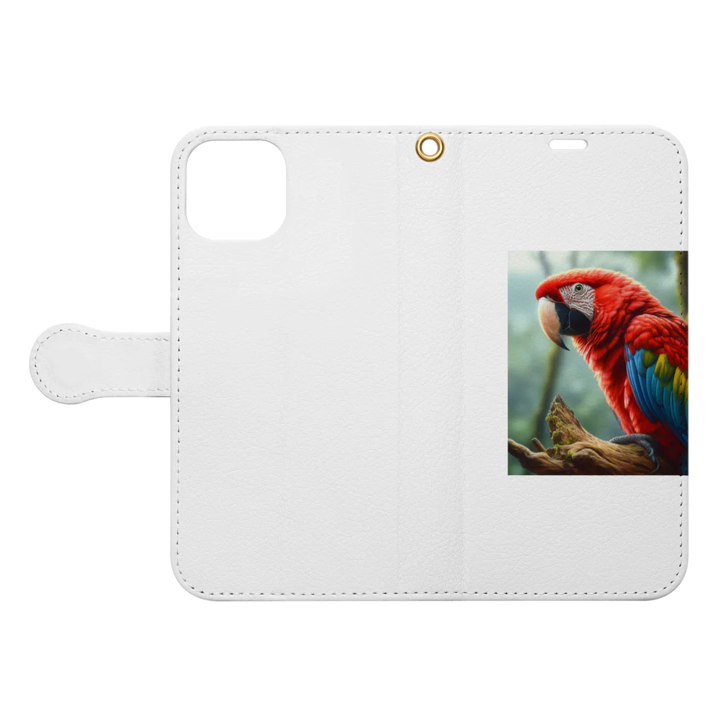 SAKIのコンゴウインコ Book-Style Smartphone Case:Opened (outside)