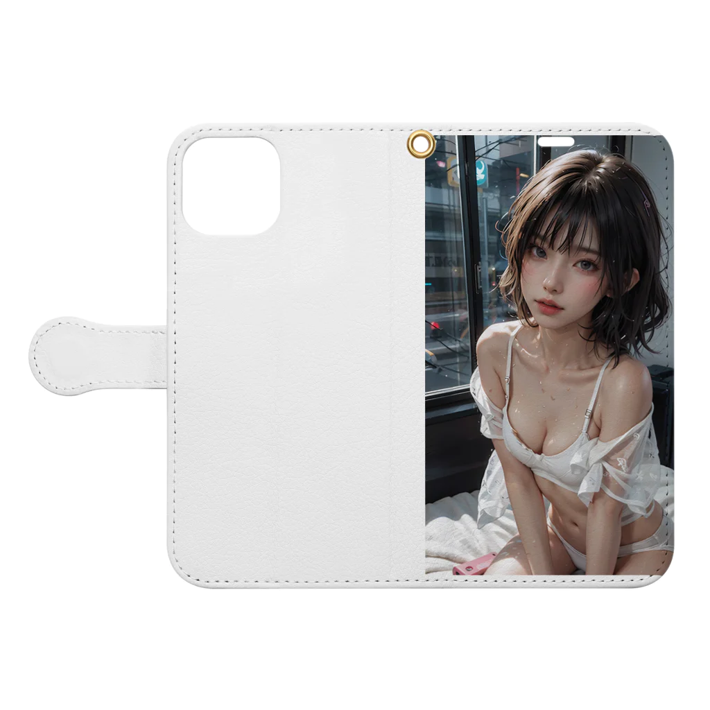 AI職人👨‍🏭のAI「美人」 Book-Style Smartphone Case:Opened (outside)