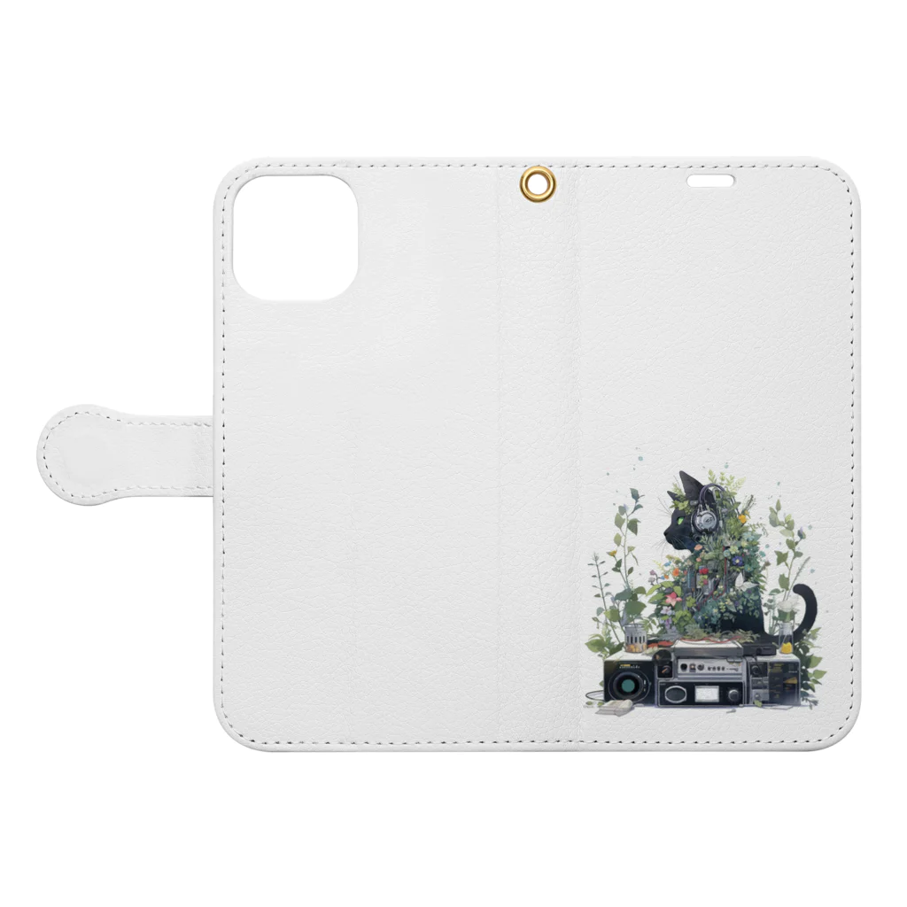 やまやまshopのサス猫 Book-Style Smartphone Case:Opened (outside)