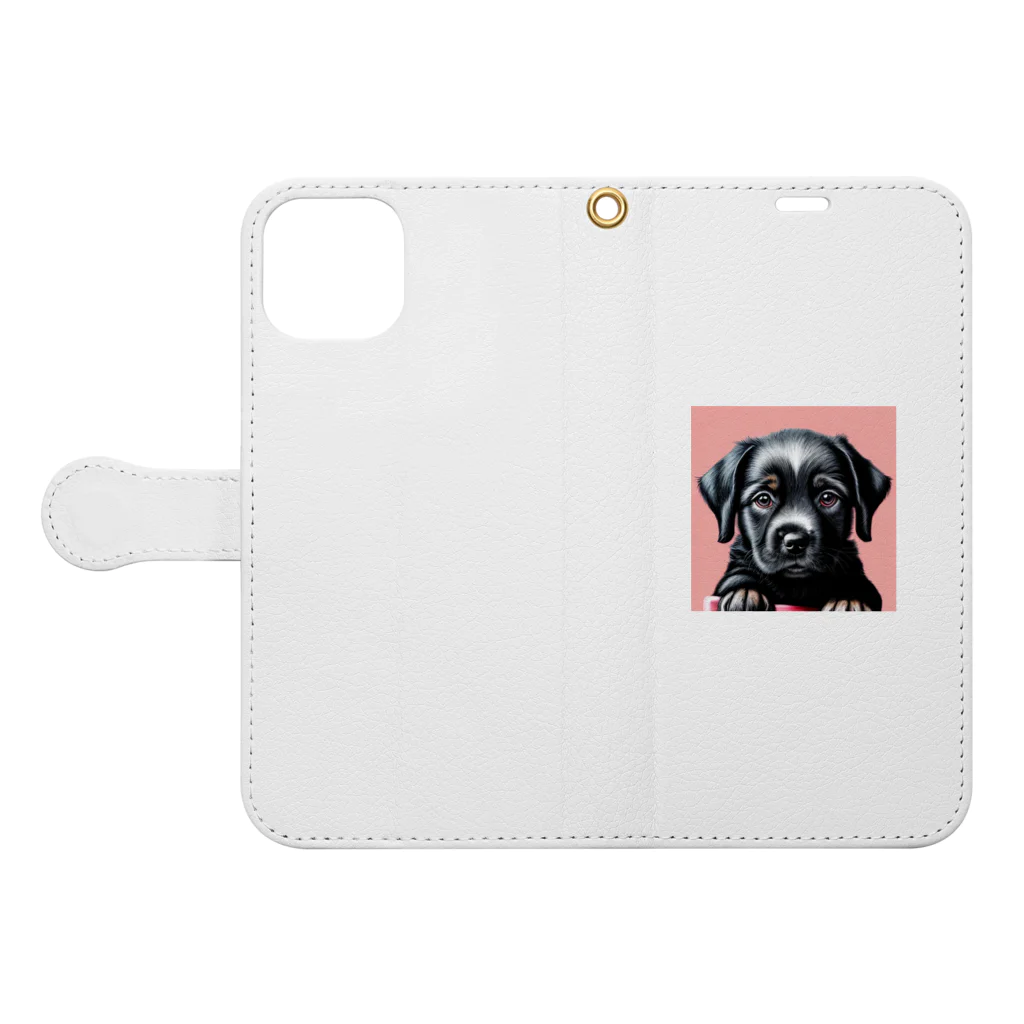 フリーダムの黒い子犬 Book-Style Smartphone Case:Opened (outside)