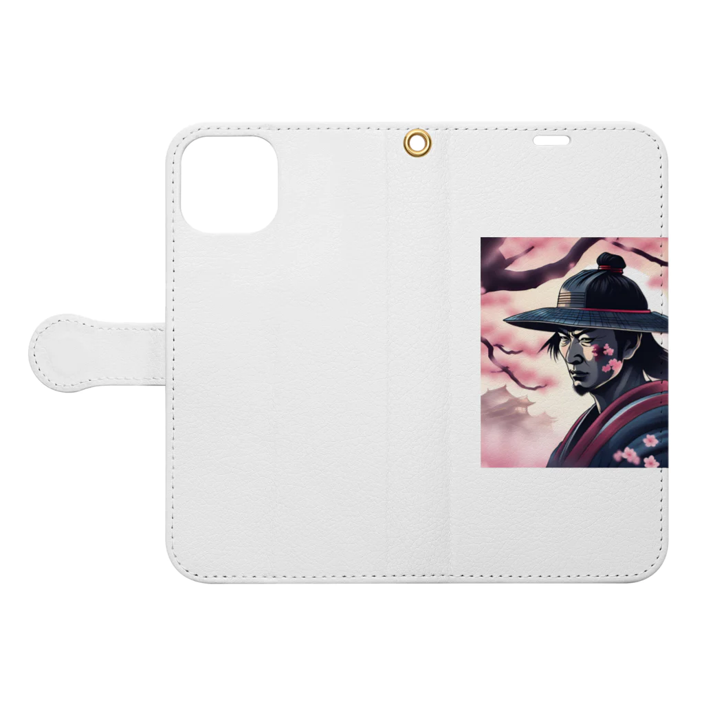 samurai-isの桜とサムライ Book-Style Smartphone Case:Opened (outside)