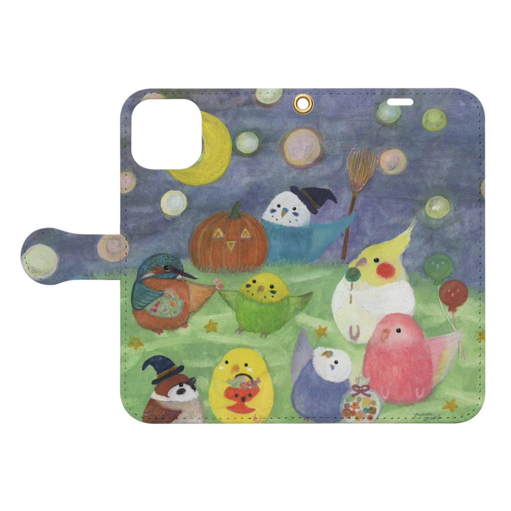 yuuwa sachi のハロウィンインコたち Book-Style Smartphone Case:Opened (outside)