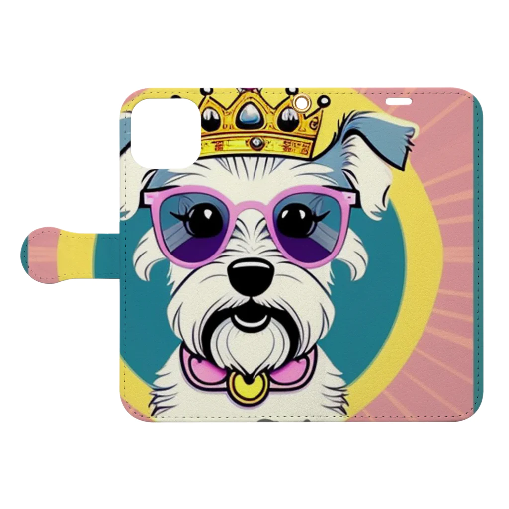 めそぽのQueen of Miniature Schnauzerのミニチュアシュナウザー Book-Style Smartphone Case:Opened (outside)