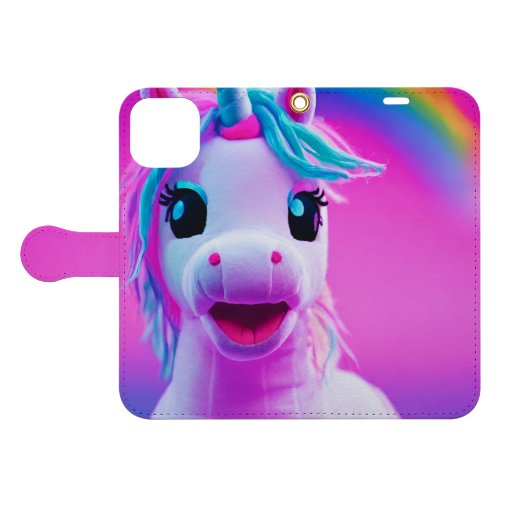 unicorn_dreamsのわたしミライから来たユニ 手帳型スマホケースを開いた場合(外側)