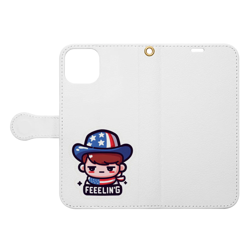 tofu.のあめりかんボーイ☆ Book-Style Smartphone Case:Opened (outside)