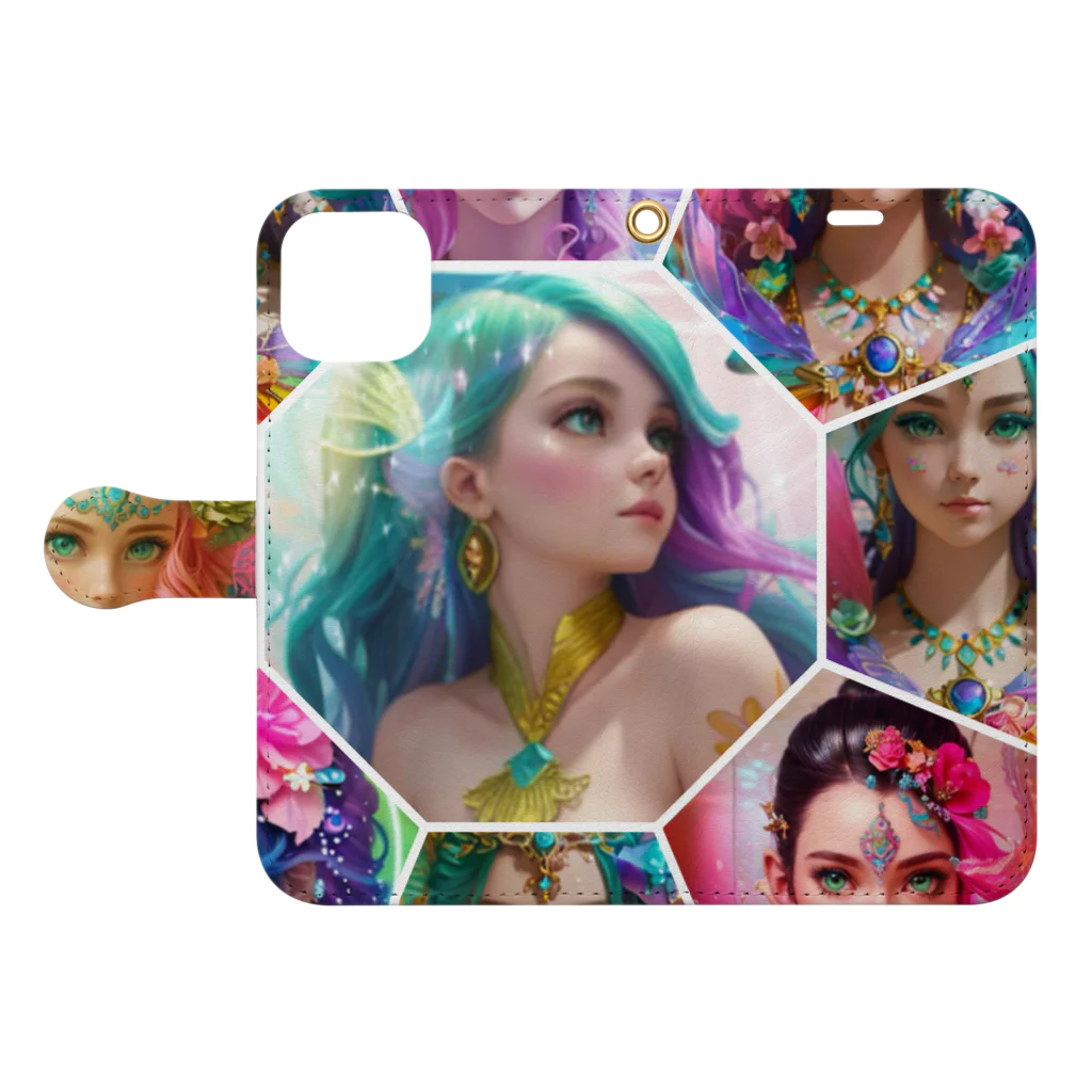 💖宇宙整体♪🌈♪こころからだチャンネル♪💖の mermaid paradise  Book-Style Smartphone Case:Opened (outside)