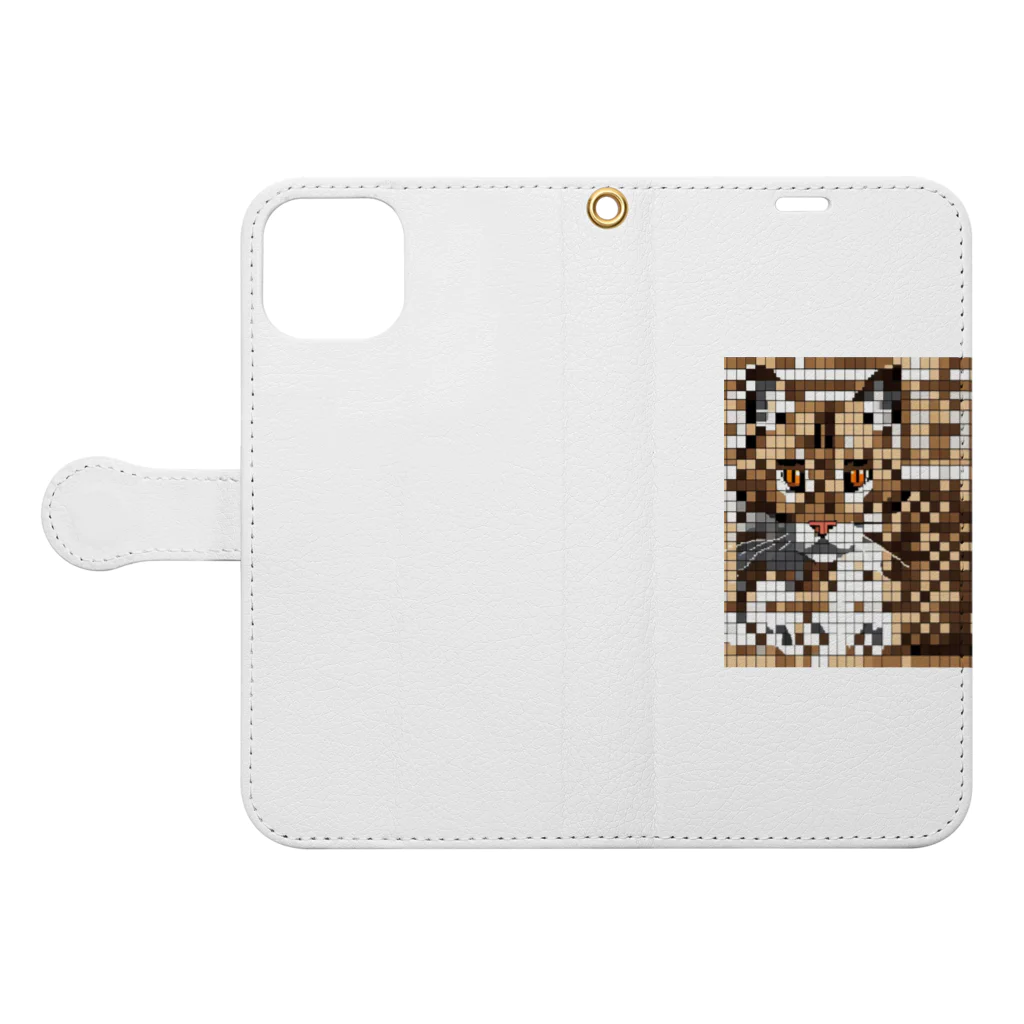 kindonesiaのドット絵のベンガルキャット Book-Style Smartphone Case:Opened (outside)