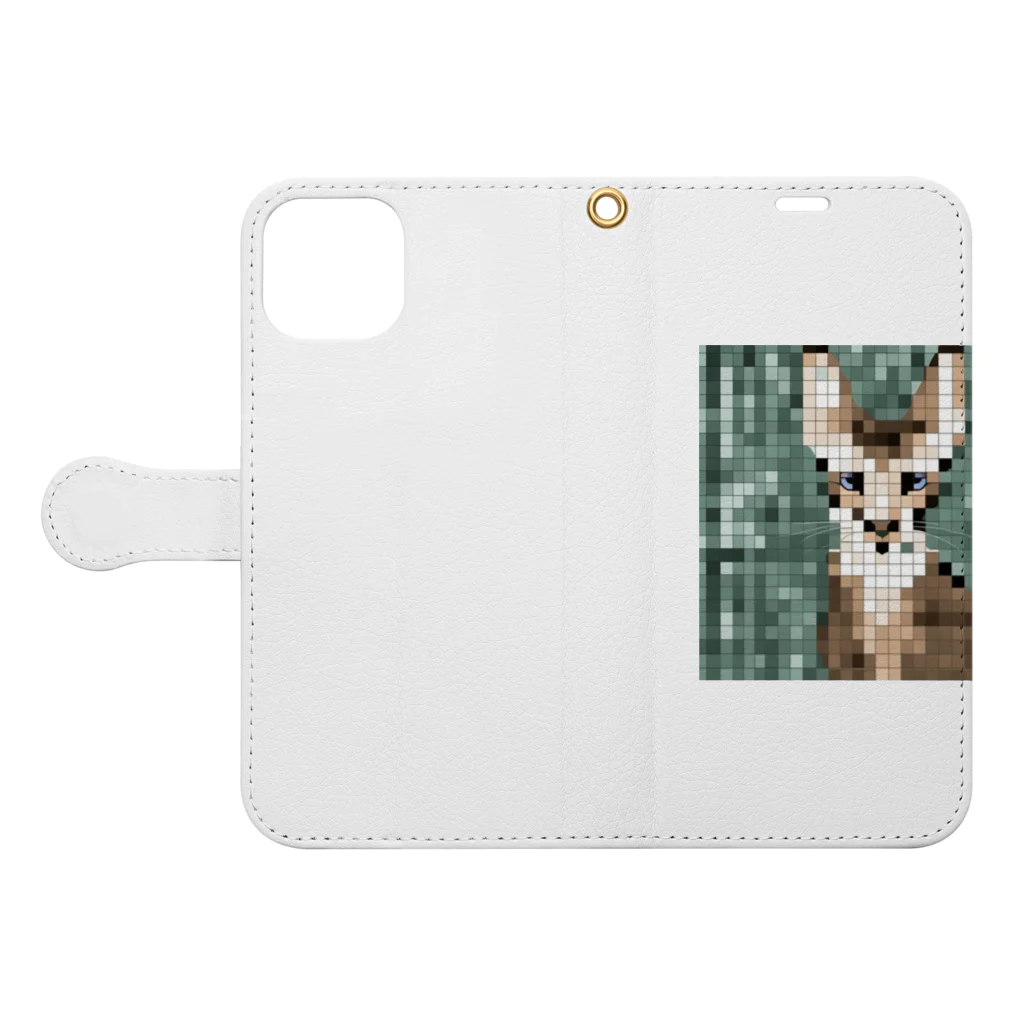 kindonesiaのドット絵のヒマラヤンキャット Book-Style Smartphone Case:Opened (outside)