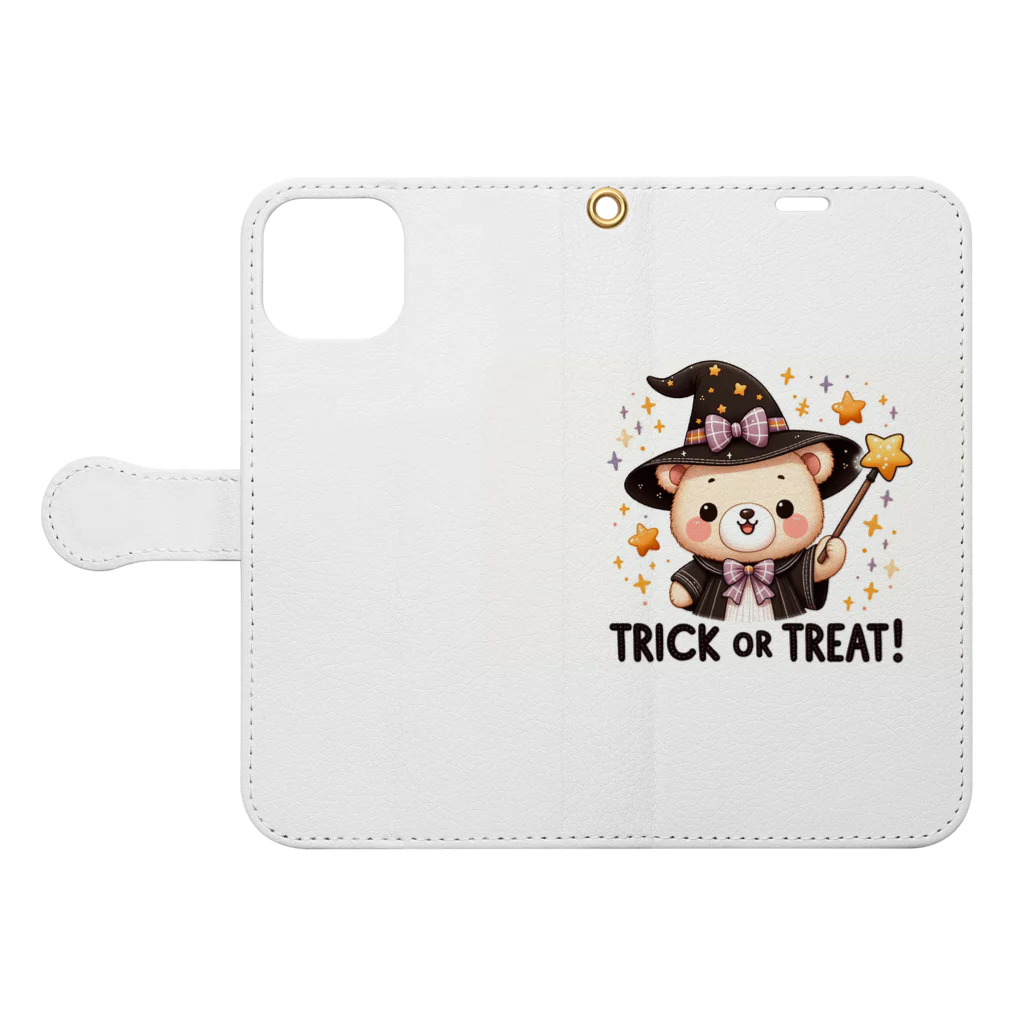 yusaki55maikingのハロウィンのクマウィン Book-Style Smartphone Case:Opened (outside)