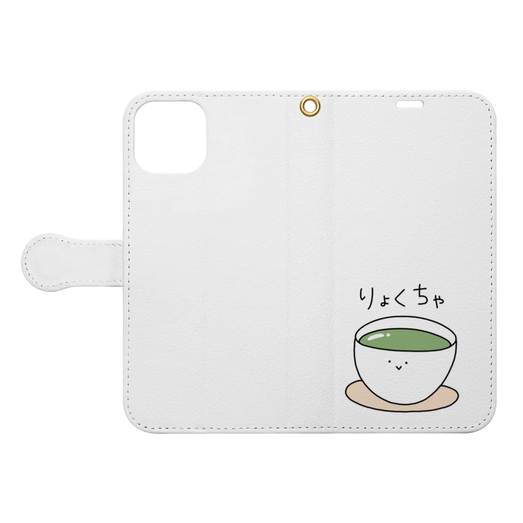 Medamayakiのりょくちゃ Book-Style Smartphone Case:Opened (outside)