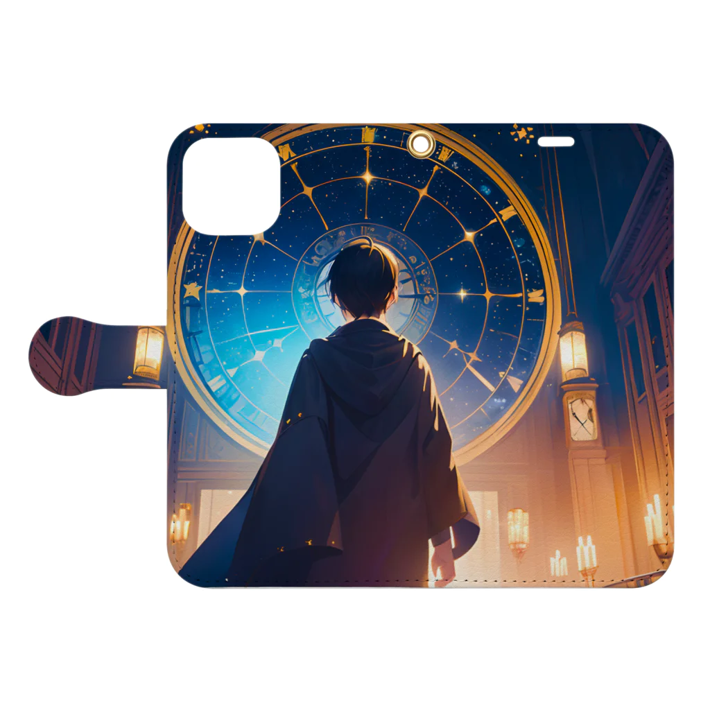 卯月なのかのClock Journey  〜一対の針が紡ぐ絶え間ない調べの旅〜　No.4 「星時計」 手帳型スマホケースを開いた場合(外側)