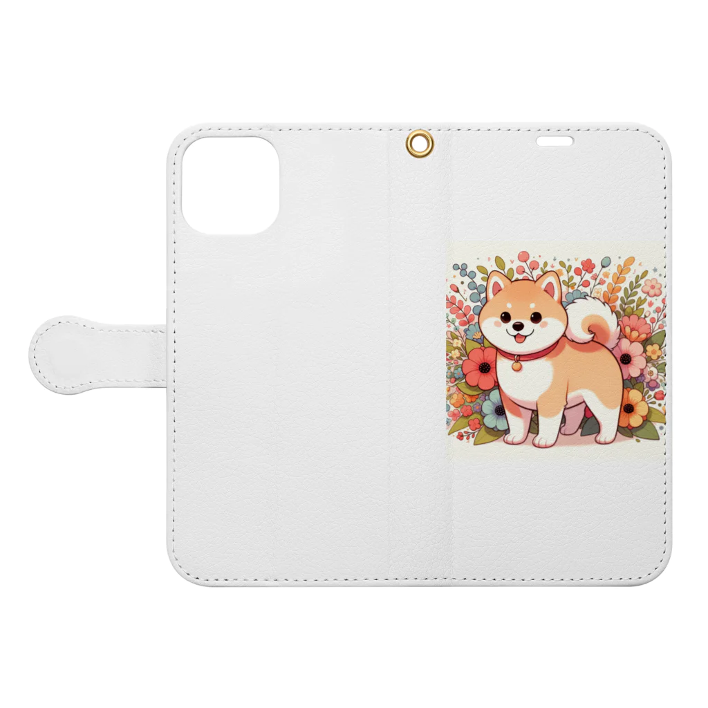 uyuyoshieの可愛い柴犬 Book-Style Smartphone Case:Opened (outside)