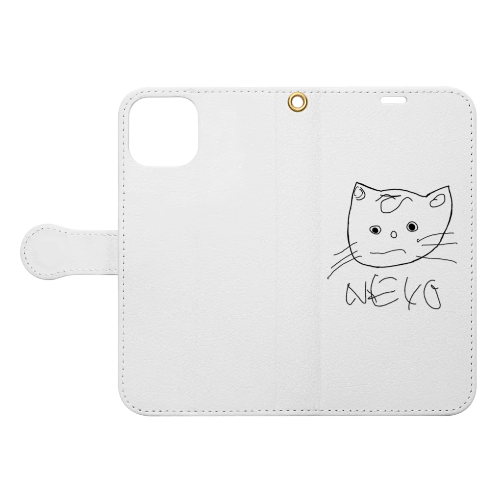 放課後等デイサービス ライフステップ創のNEKO(ねこ) 手帳型スマホケースを開いた場合(外側)