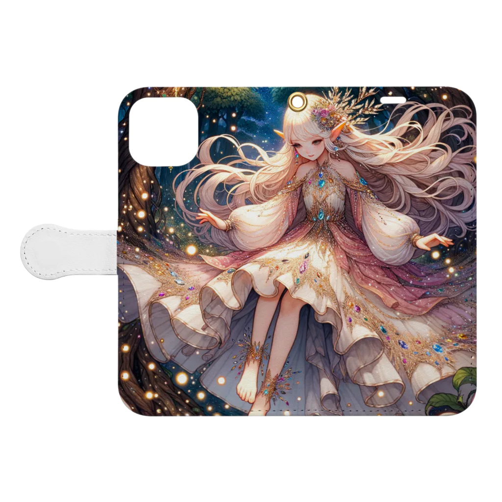 Sesilionの星の精霊の夜舞 Dance of the Star Spirit Book-Style Smartphone Case:Opened (outside)