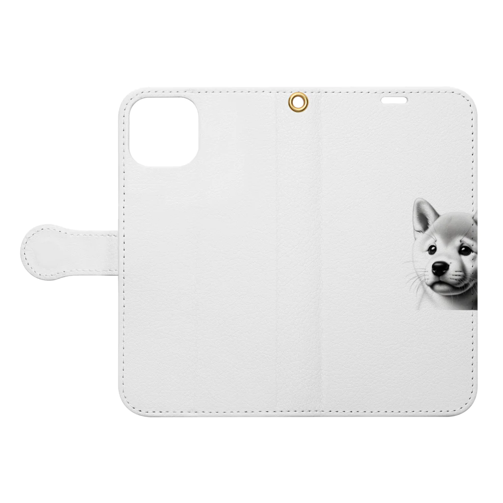 アニマルパラダイスショップの柴犬の子犬 Book-Style Smartphone Case:Opened (outside)