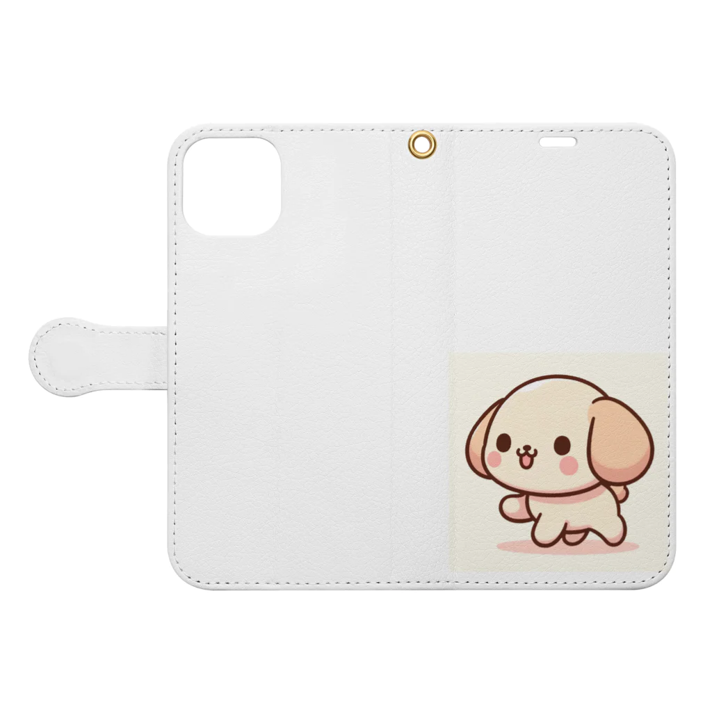 ぷにぷにのゆる犬の、森谷さん Book-Style Smartphone Case:Opened (outside)