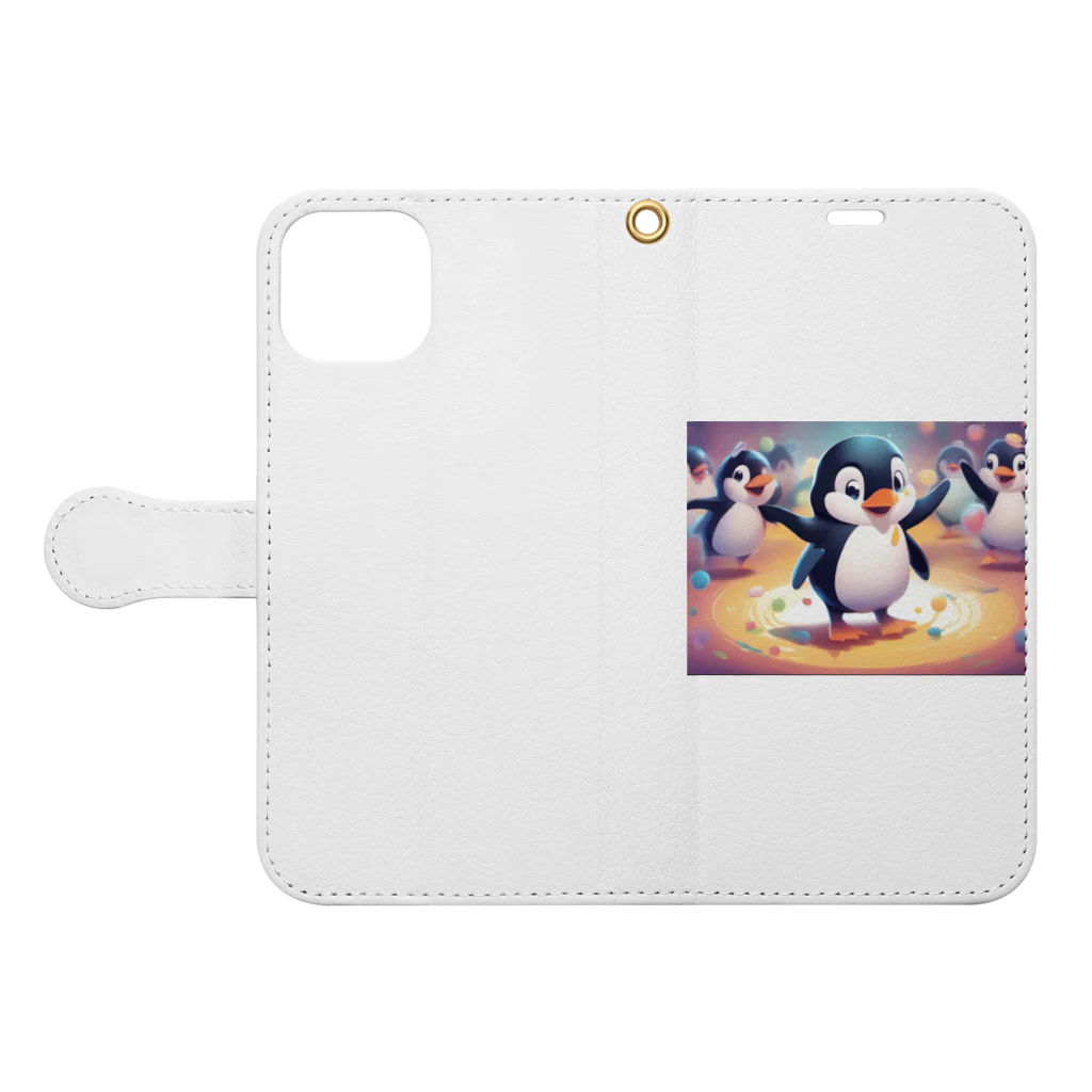 MistyStarkのペンギンダンス Book-Style Smartphone Case:Opened (outside)