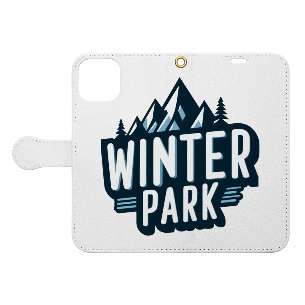 Lock-onの【WINTER PARK】VOL.03 手帳型スマホケースを開いた場合(外側)