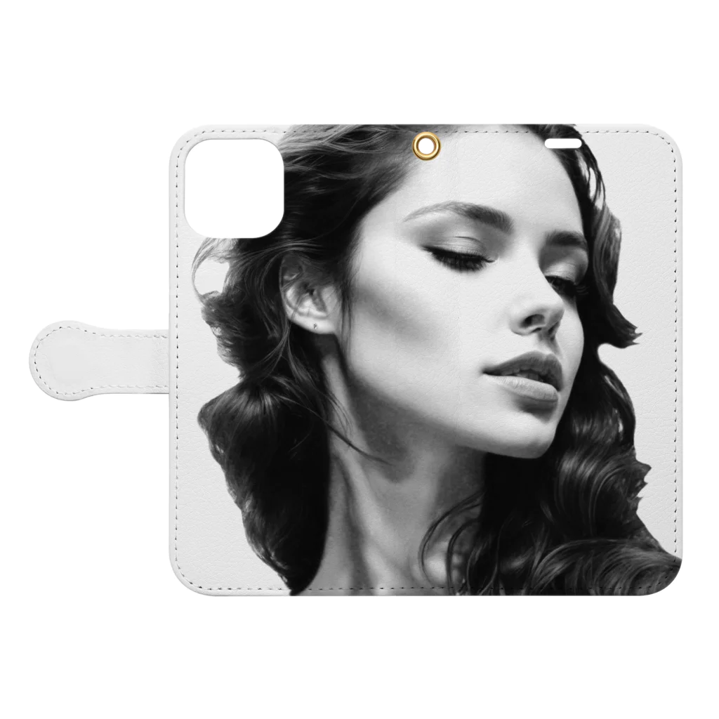 infinexus_dsgnのmonochrome woman Book-Style Smartphone Case:Opened (outside)