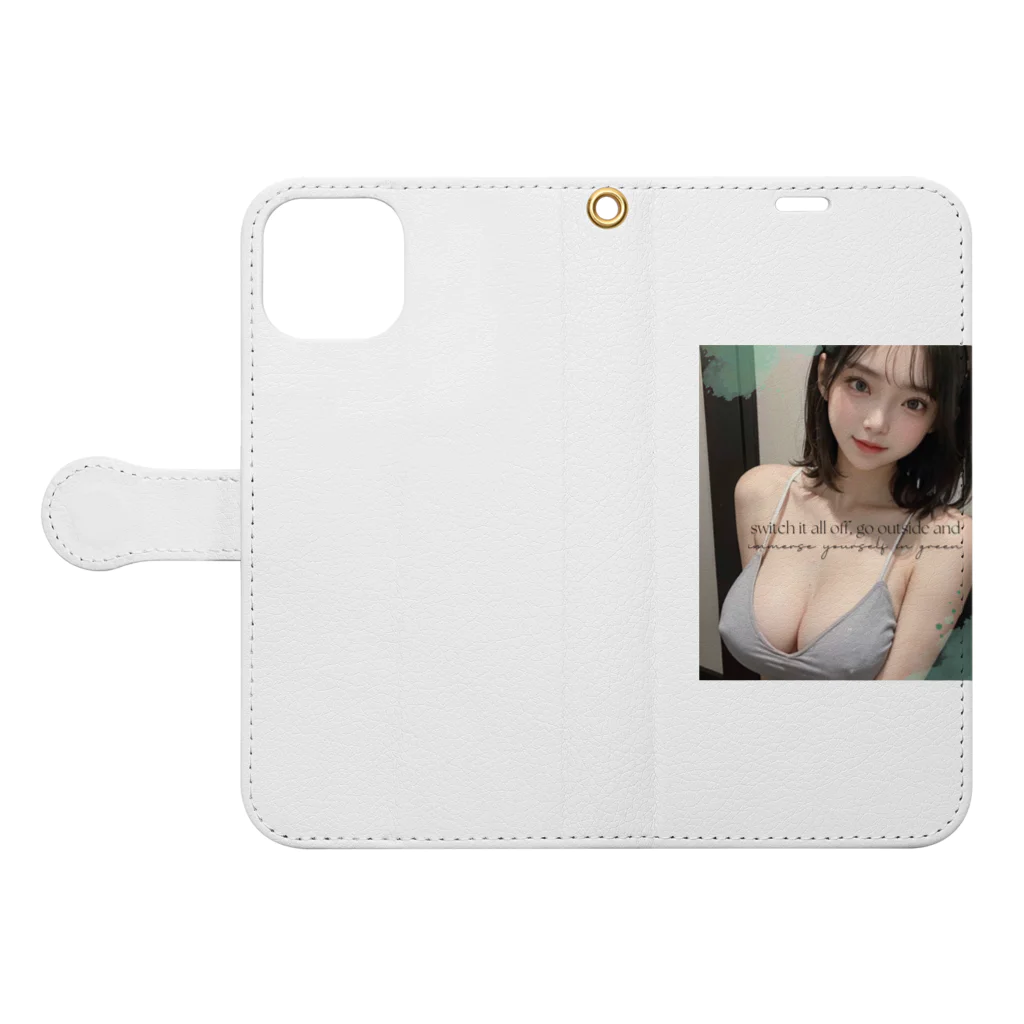 sounya sounyaの美女 図鑑（ニットブラ） Book-Style Smartphone Case:Opened (outside)