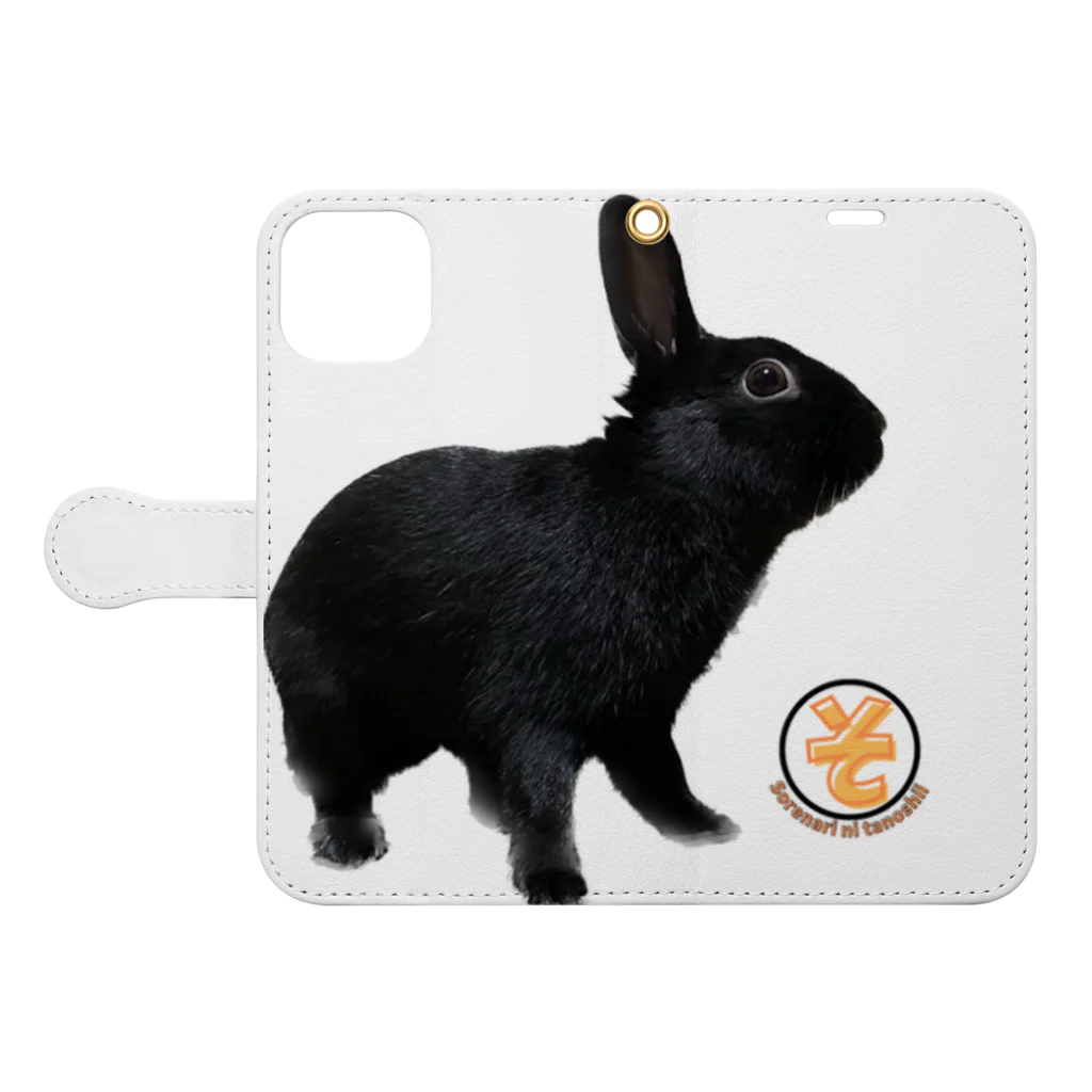 それなりに楽しい(SHOP)の黒ウサギのルーさん　手帳型スマホケース Book-Style Smartphone Case:Opened (outside)
