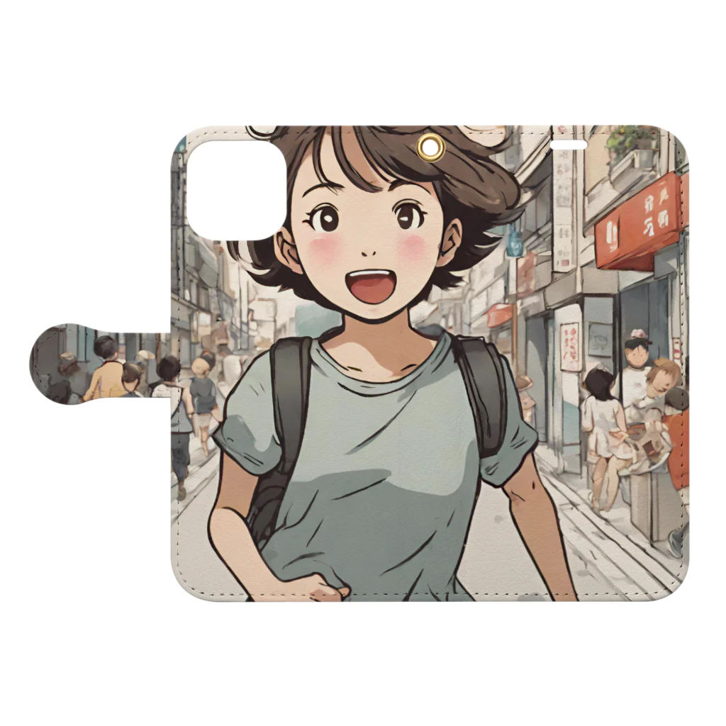 底辺の底辺好きな事を気ままに…。の走る元気な女の子 Book-Style Smartphone Case:Opened (outside)