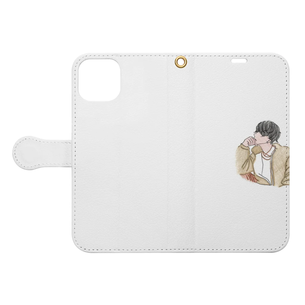 maotetsu_0319のカップル男性向け　秋服長袖 Book-Style Smartphone Case:Opened (outside)