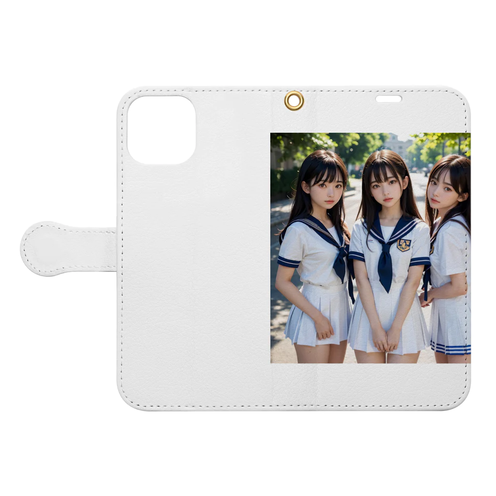 awunのAI美女　 Book-Style Smartphone Case:Opened (outside)