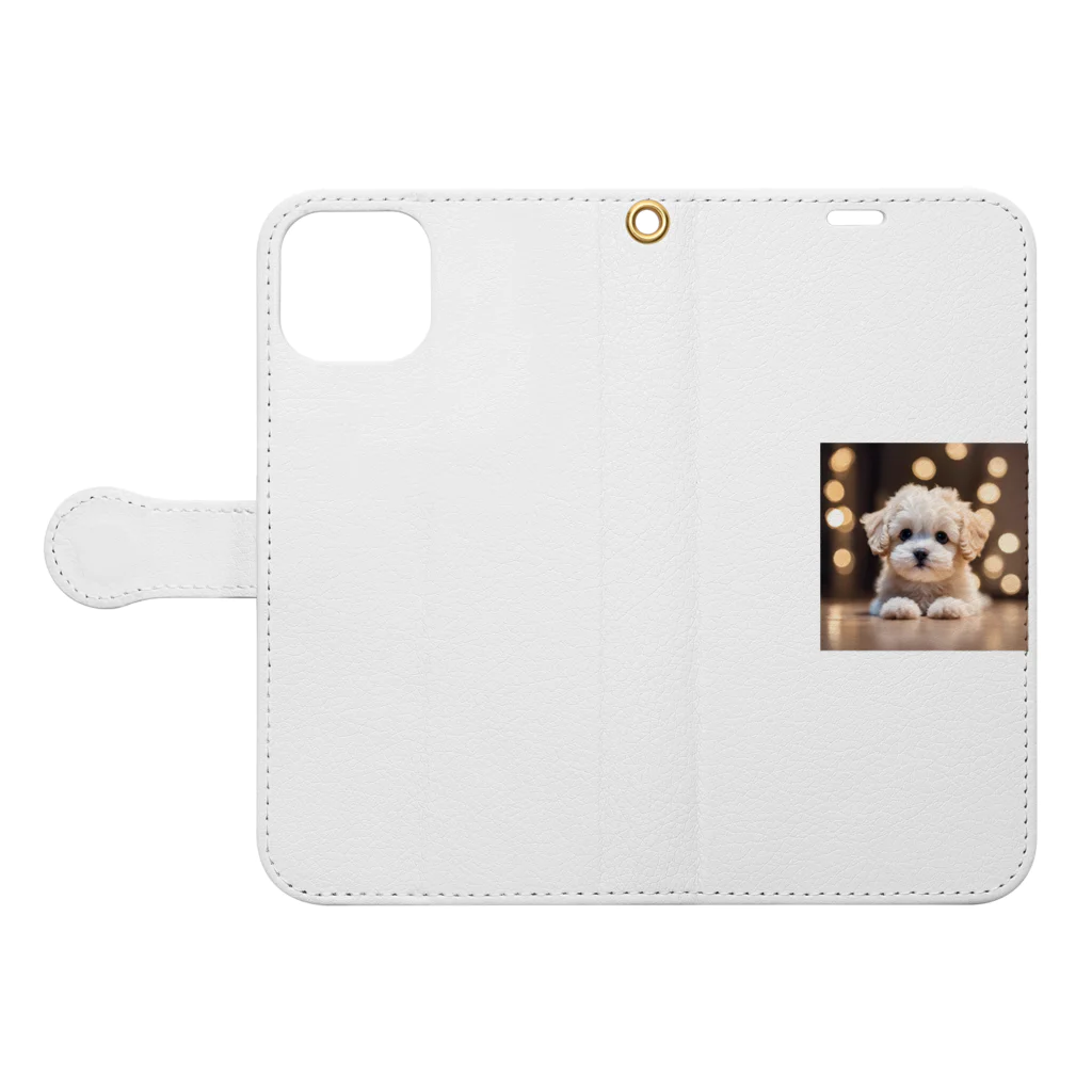 MESAMESAの可愛い子犬 Book-Style Smartphone Case:Opened (outside)