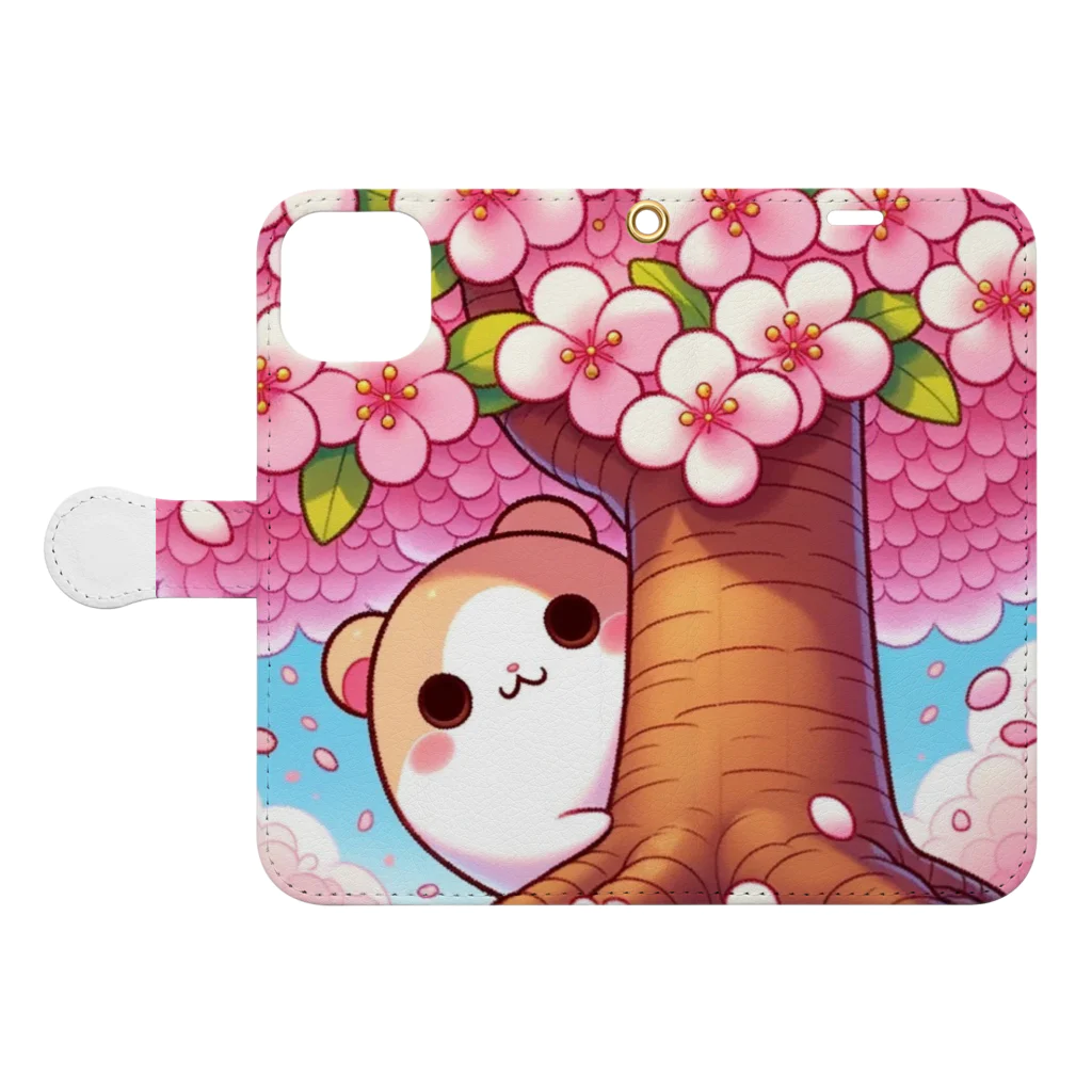 patio-twin1のアニメ風の芝犬 Book-Style Smartphone Case:Opened (outside)