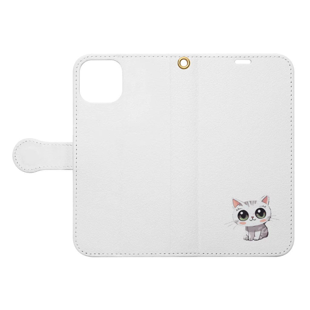 じゅんじゅんの怖かわ猫 Book-Style Smartphone Case:Opened (outside)