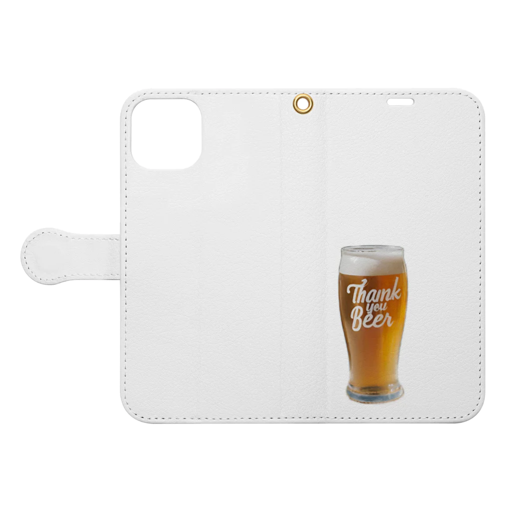 BEER7のビールに　ありがとう 手帳型スマホケースを開いた場合(外側)