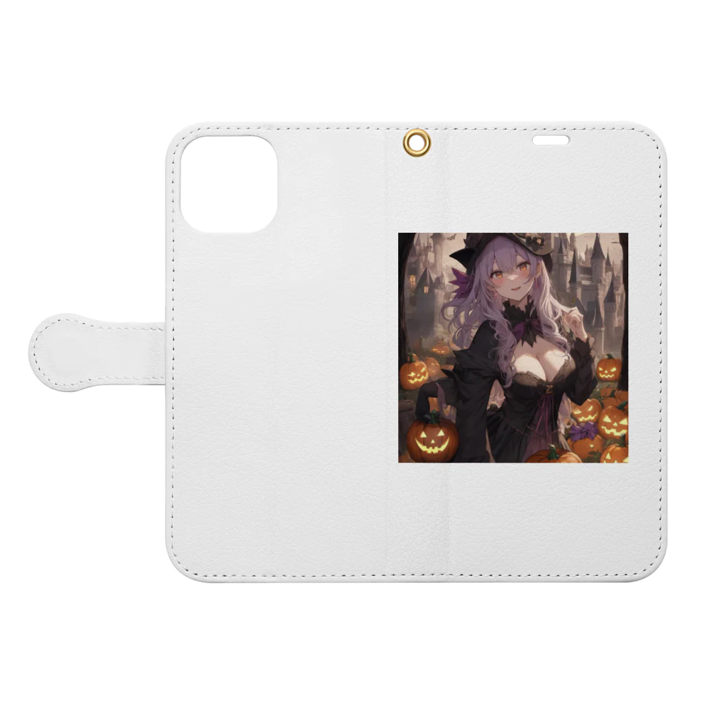 ５６アイテムズのハロウィン魔女 Book-Style Smartphone Case:Opened (outside)