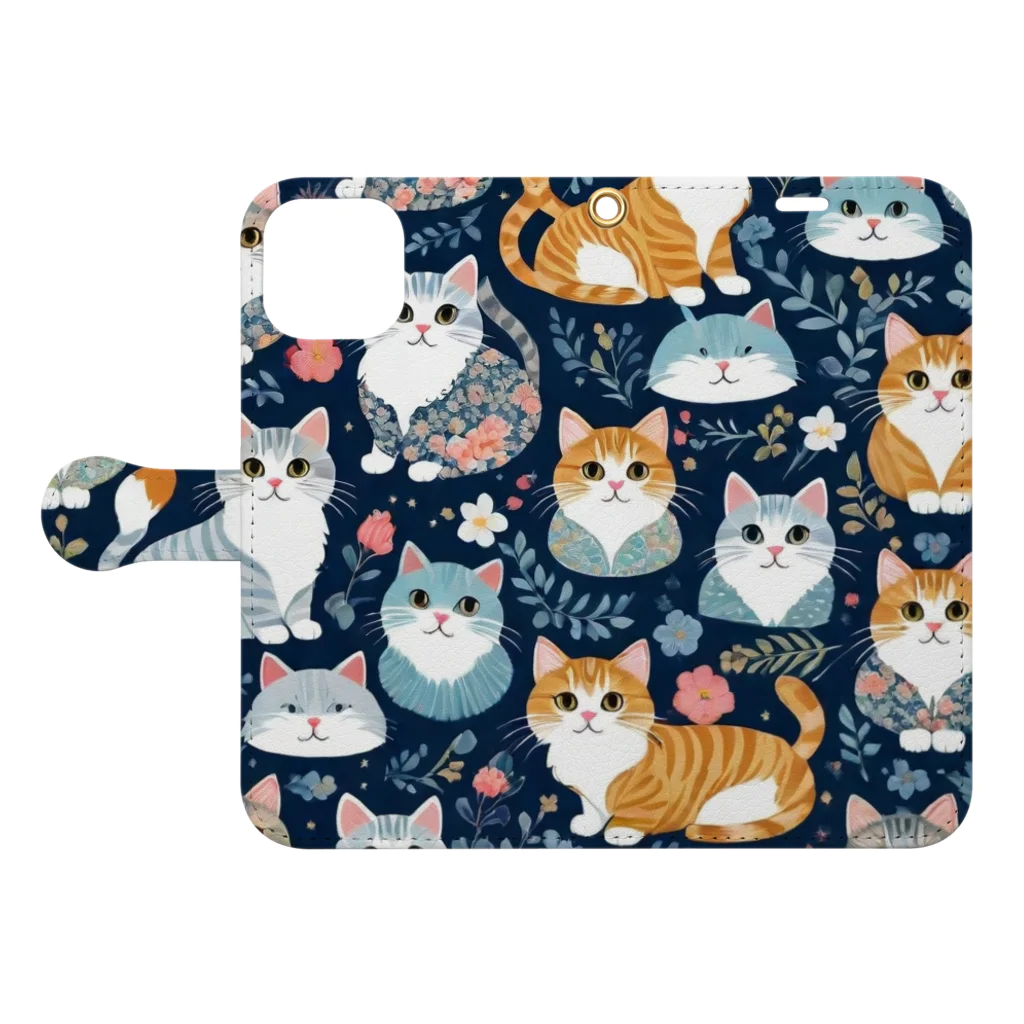 やんちゃ姫🌺のたくさんの猫 Book-Style Smartphone Case:Opened (outside)