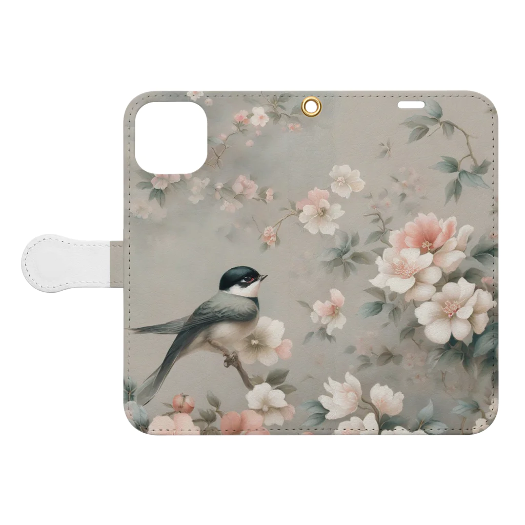 Flora-s_Gardenの花鳥 Book-Style Smartphone Case:Opened (outside)