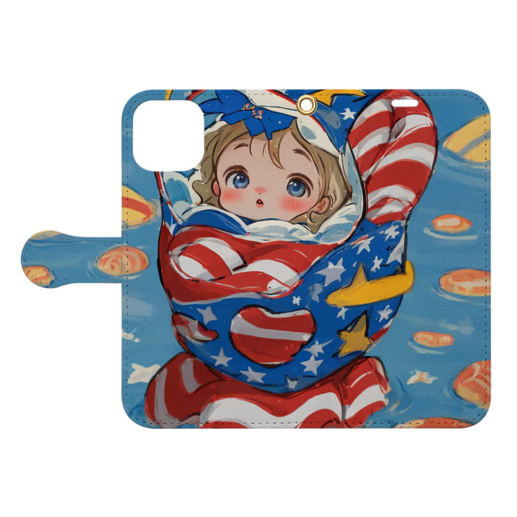 GereroのキャモンベイビーUSA Book-Style Smartphone Case:Opened (outside)