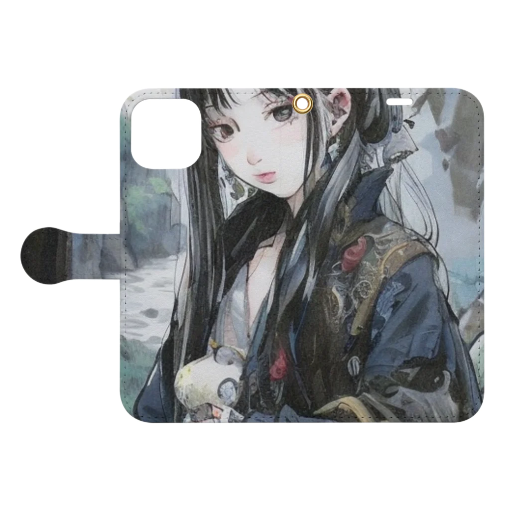 Gereroの美しいゴシック様式の女性 Book-Style Smartphone Case:Opened (outside)