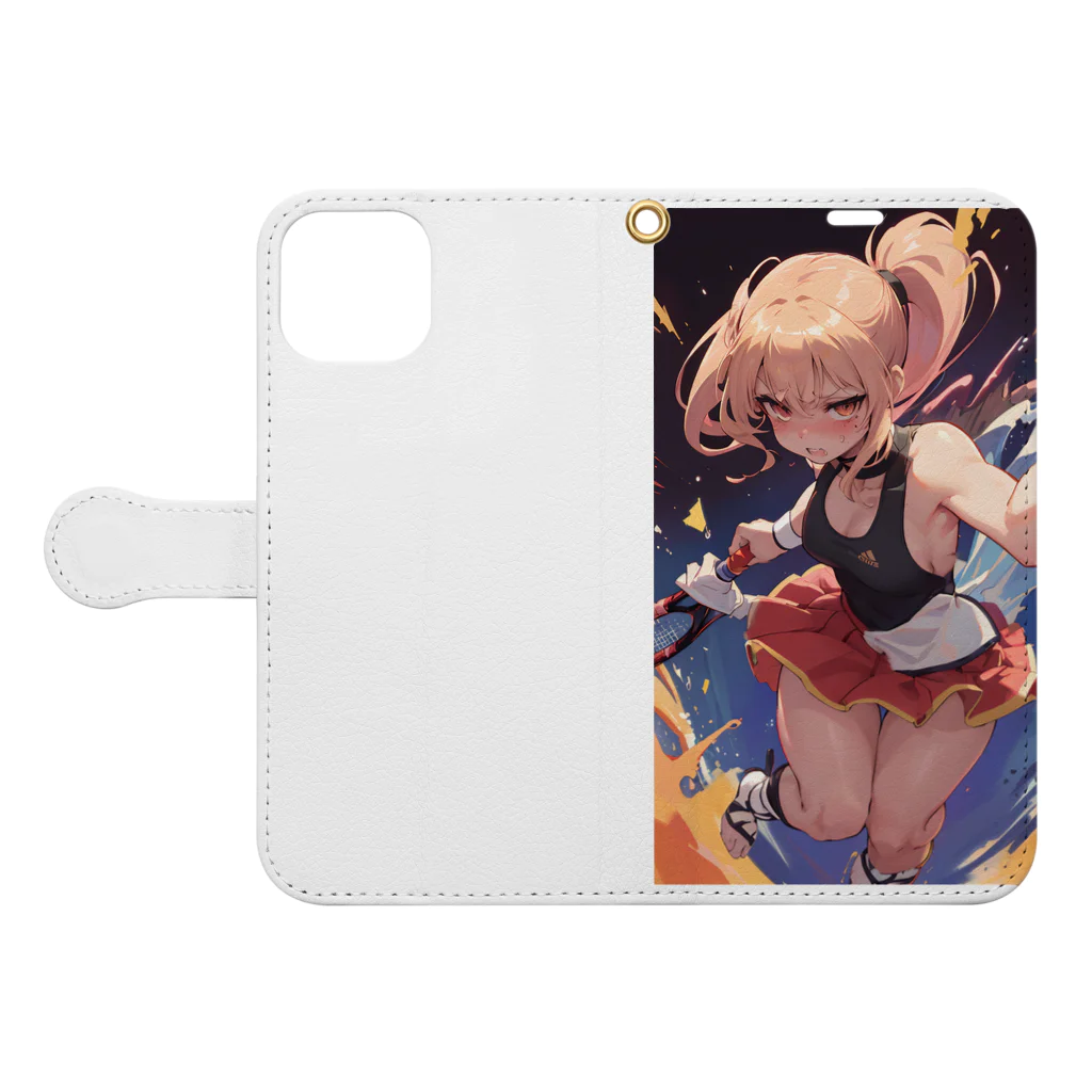 T-tyuruのテニス少女 Book-Style Smartphone Case:Opened (outside)