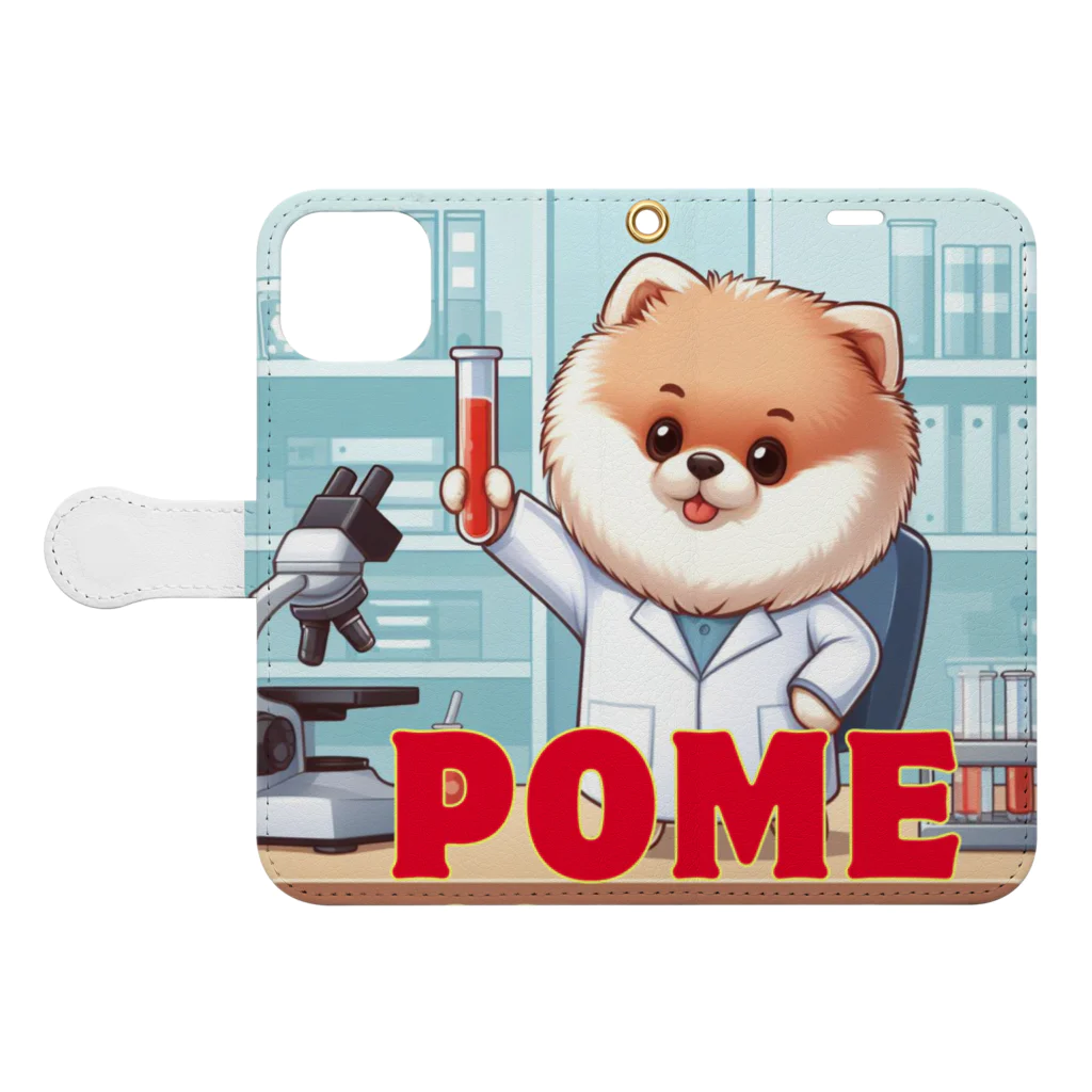Pom-Dog'sのポメサイエンティスト Book-Style Smartphone Case:Opened (outside)