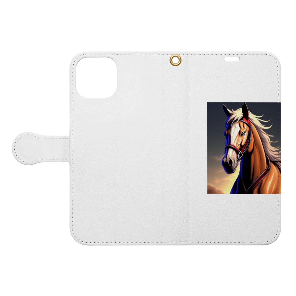 KSK SHOPの馬(horse) Book-Style Smartphone Case:Opened (outside)