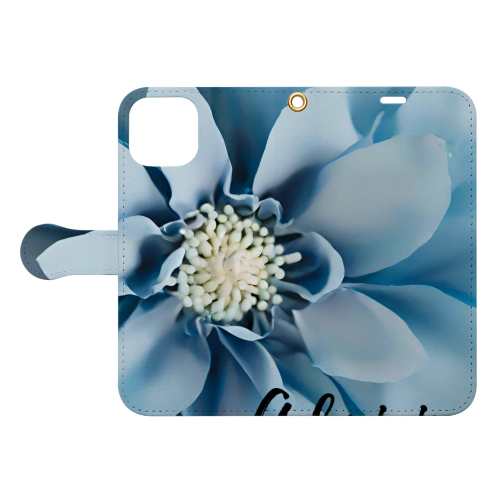 Blue @ Walkerの可愛い花 Book-Style Smartphone Case:Opened (outside)